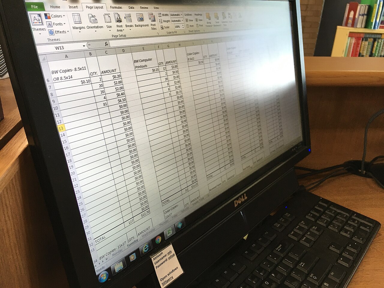 Spreadsheet practice on a computer