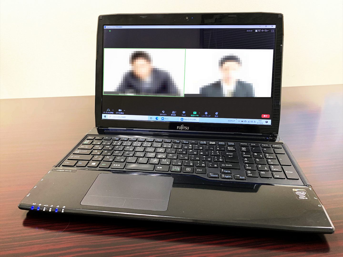 Laptop used for a remote video session